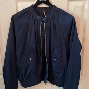 Navy blue Free People bomber jacket size M